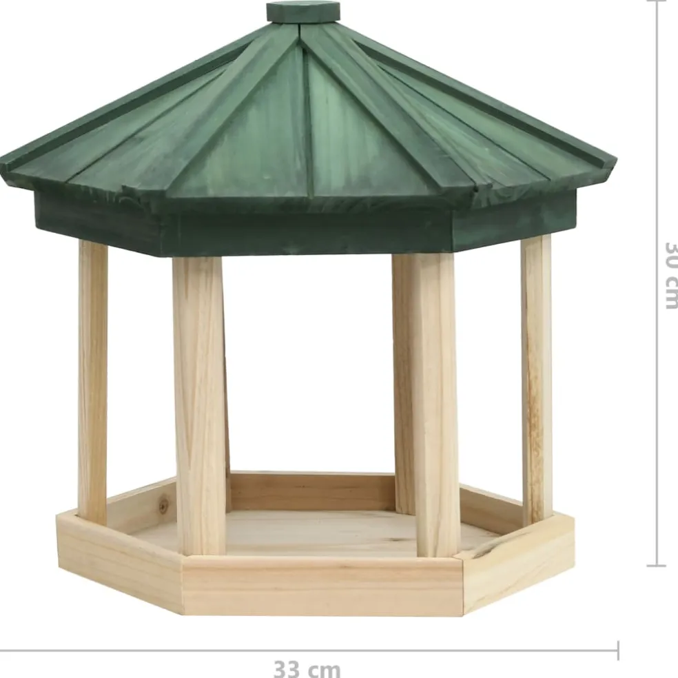 vidaXL Vogelvoeder achthoekig 33x30 cm massief vurenhout
