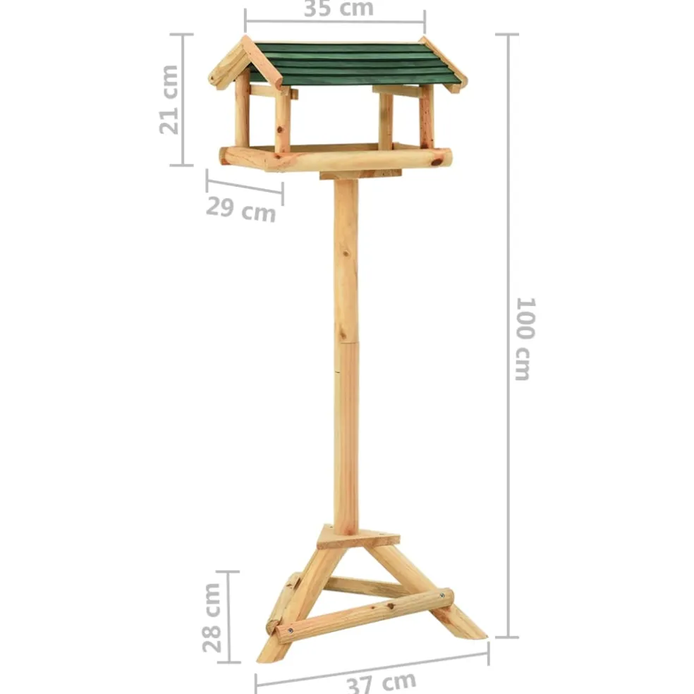 vidaXL Vogelvoeder met standaard 37x28x100 cm massief vurenhout