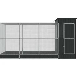 vidaXL Volière met verlengstuk zilver 416x203x216 cm staal