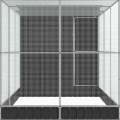 vidaXL Volière met verlengstuk zilver 416x203x216 cm staal