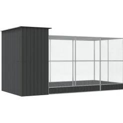 vidaXL Volière met verlengstuk zilver 416x203x216 cm staal