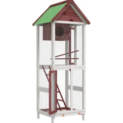 vidaXL Volière 60x58,5x160 cm massief grenenhout mokkakleurig