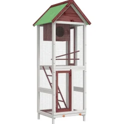 vidaXL Volière 60x58,5x160 cm massief grenenhout mokkakleurig