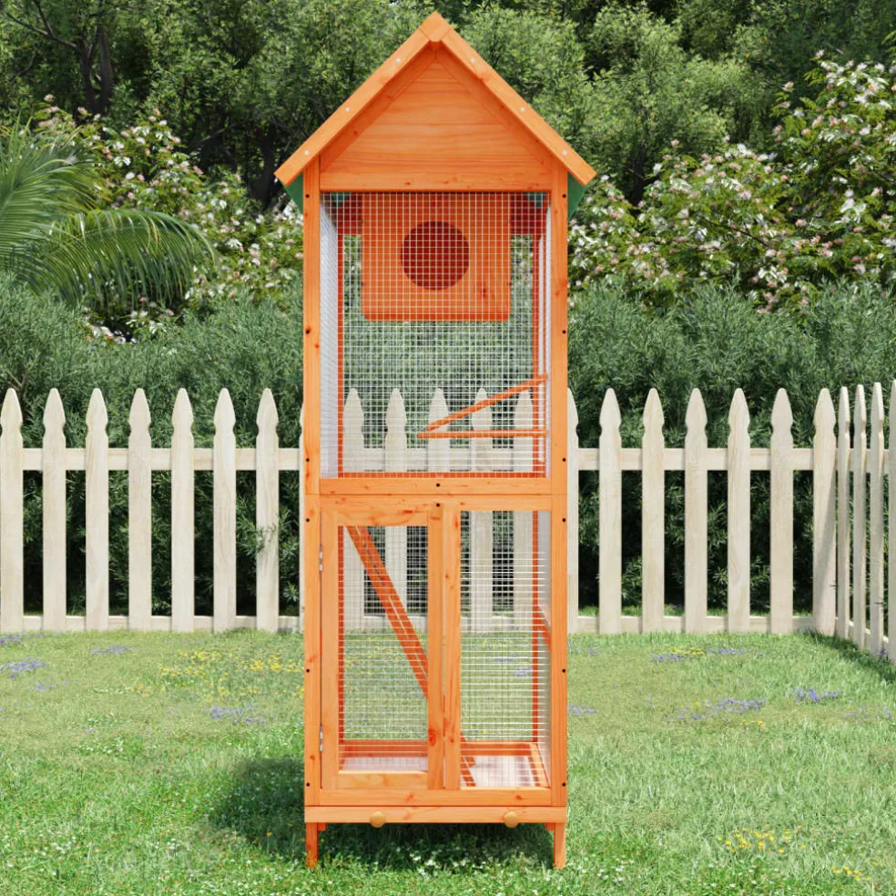 vidaXL Volière 60x58,5x160 cm massief grenenhout bruin