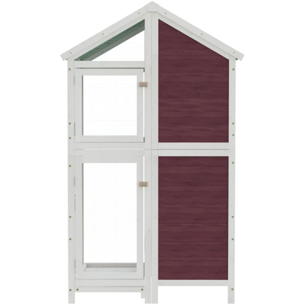 vidaXL Volière 97x81x152 cm massief grenenhout mokkakleurig