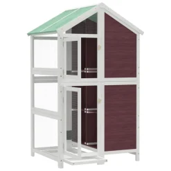 vidaXL Volière 97x81x152 cm massief grenenhout mokkakleurig