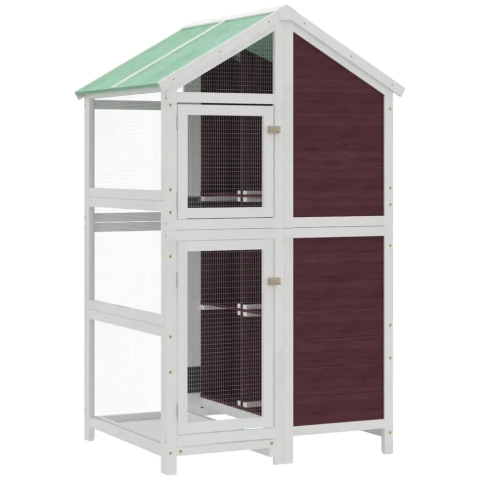 vidaXL Volière 97x81x152 cm massief grenenhout mokkakleurig