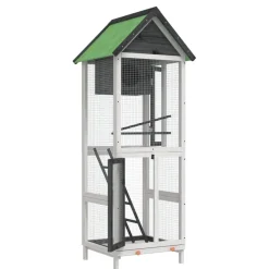vidaXL Volière 60x58,5x160 cm massief grenenhout grijs