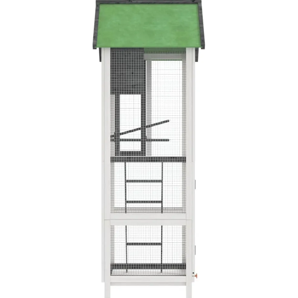 vidaXL Volière 60x58,5x160 cm massief grenenhout grijs