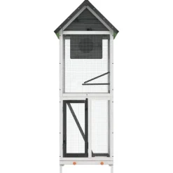 vidaXL Volière 60x58,5x160 cm massief grenenhout grijs