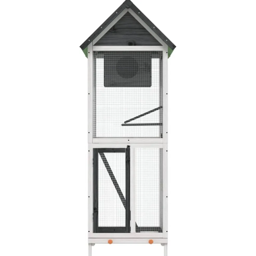 vidaXL Volière 60x58,5x160 cm massief grenenhout grijs