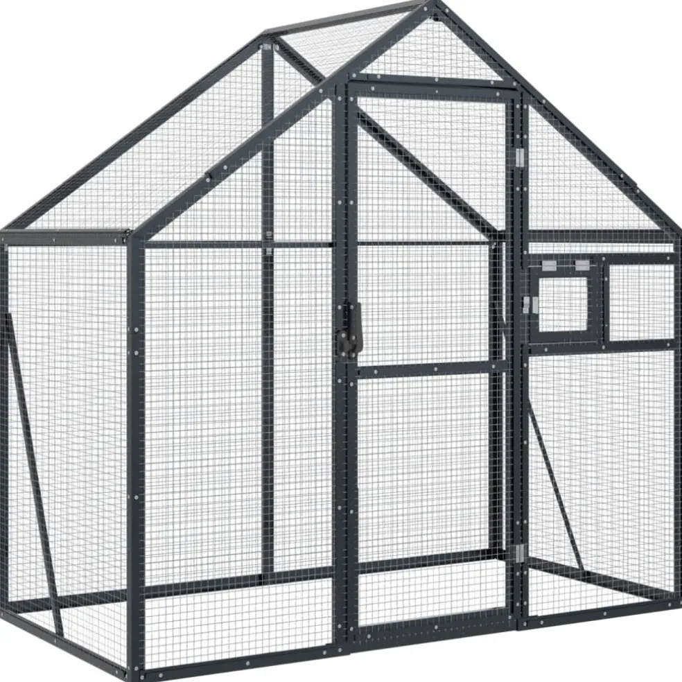 vidaXL Volière 179x100x185 m aluminium antracietkleurig