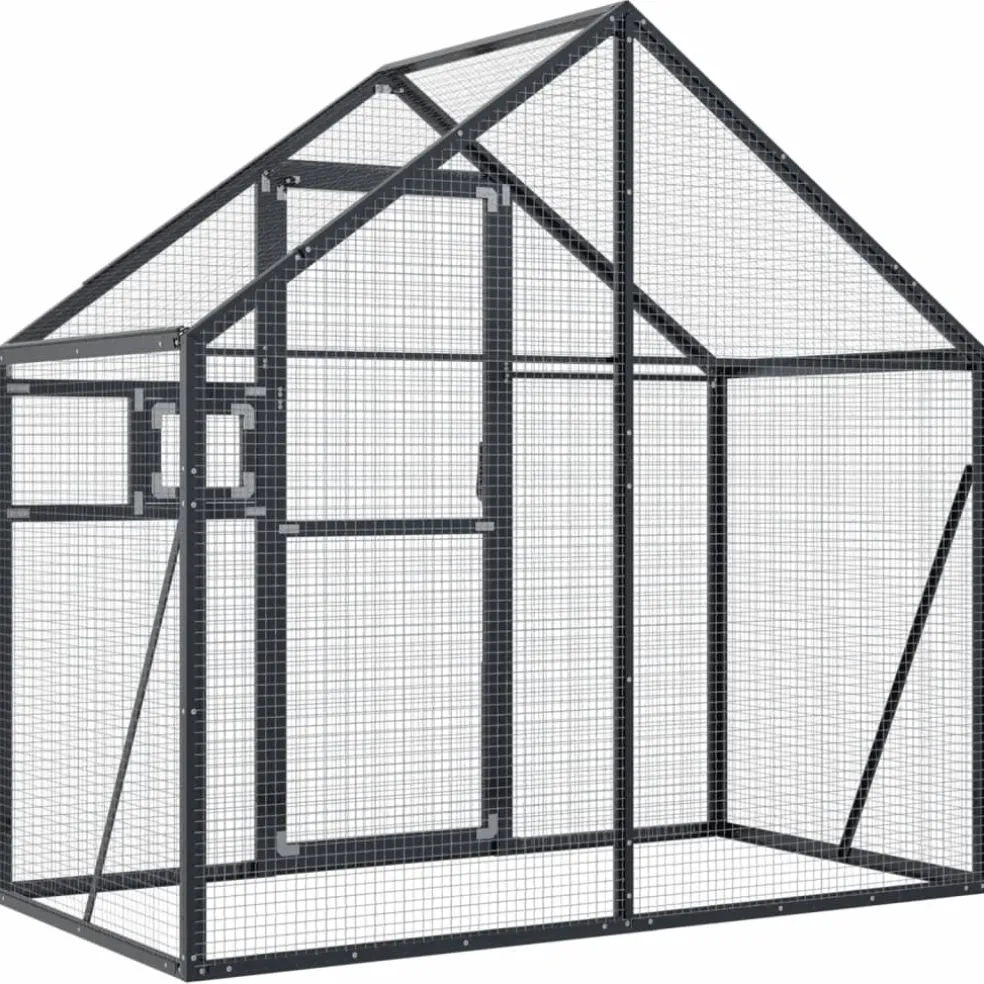 vidaXL Volière 179x100x185 m aluminium antracietkleurig