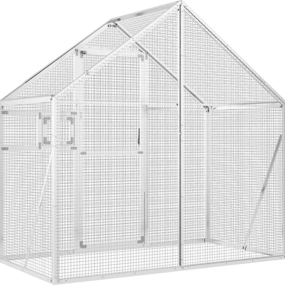 vidaXL Volière 179x100x185 m aluminium zilverkleurig