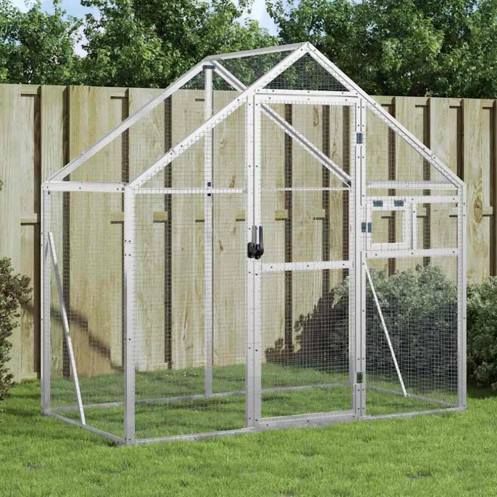 vidaXL Volière 179x100x185 m aluminium zilverkleurig