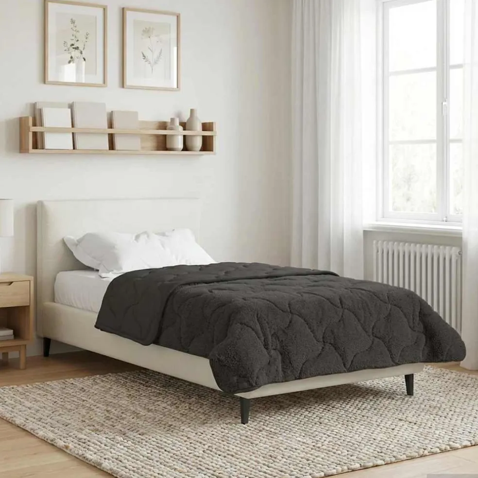 vidaXL Vol jaar dekbed Gekwilt Antraciet 135 x 200 cm