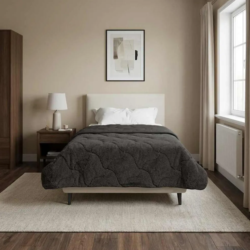 vidaXL Vol jaar dekbed Gekwilt Antraciet 135 x 200 cm