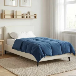 vidaXL Vol jaar dekbed 135 x 200 cm 4 seizoenen Donkerblauw Ademend