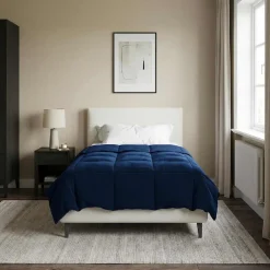 vidaXL Vol jaar dekbed 135 x 200 cm 4 seizoenen Donkerblauw Ademend