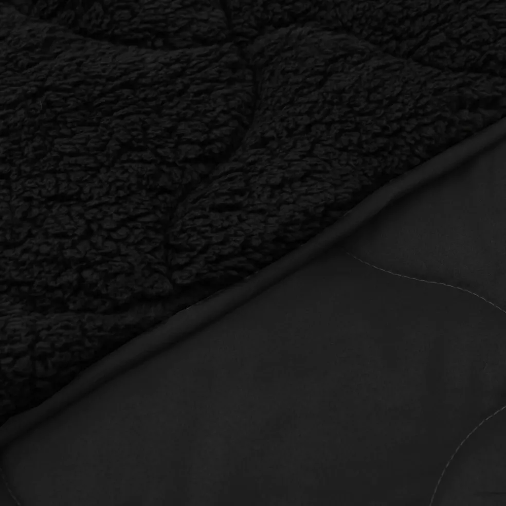 vidaXL Vol jaar dekbed Zwart 135 x 200 cm Microfiber en Teddy fleece