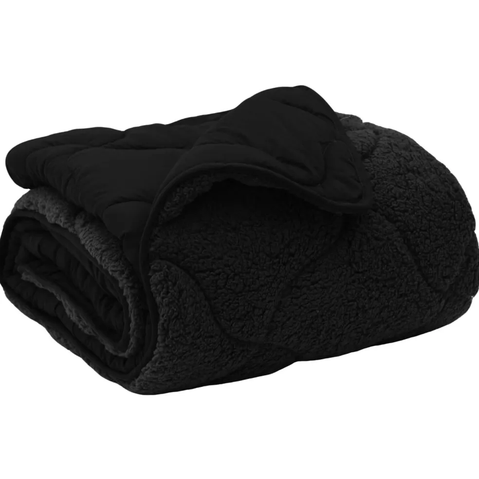 vidaXL Vol jaar dekbed Zwart 135 x 200 cm Microfiber en Teddy fleece