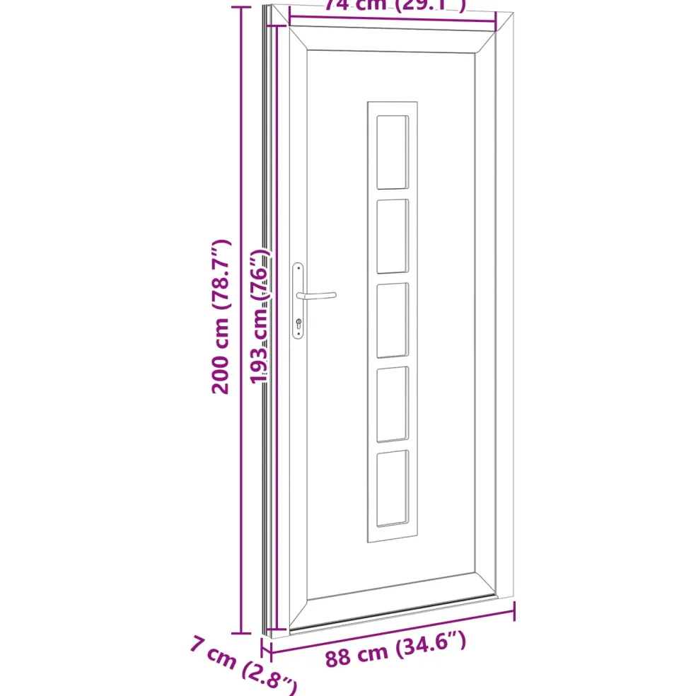 vidaXL Voordeur Antracietkleurig 88 x 200 cm PVC