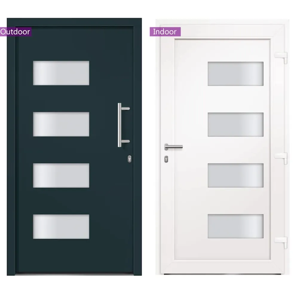vidaXL Voordeur 100x200 cm aluminium en PVC antraciet