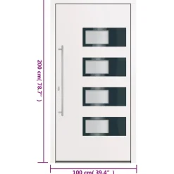 vidaXL Voordeur 100x200 cm aluminium en PVC wit