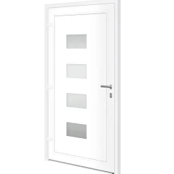 vidaXL Voordeur 100x200 cm aluminium en PVC wit