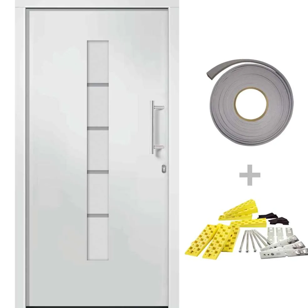 vidaXL Voordeur 100x200 cm aluminium en PVC wit