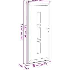 vidaXL Voordeur 88 x 200 cm PVC Antraciet