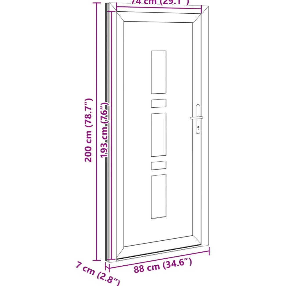 vidaXL Voordeur 88 x 200 cm PVC Antraciet