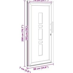 vidaXL Voordeur 88 x 200 cm PVC Antraciet