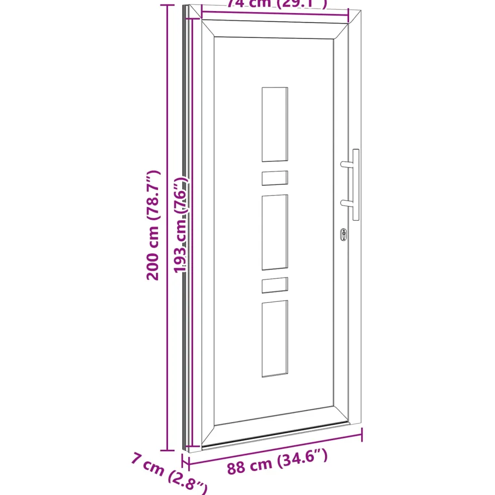 vidaXL Voordeur 88 x 200 cm PVC Antraciet