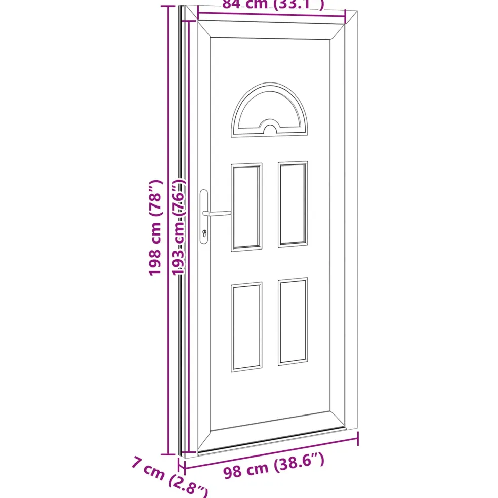 vidaXL Voordeur 98 x 198 cm PVC Antraciet