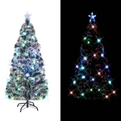 vidaXL Voorverlichte kerstboom met standaard en LED 150 cm glasvezel