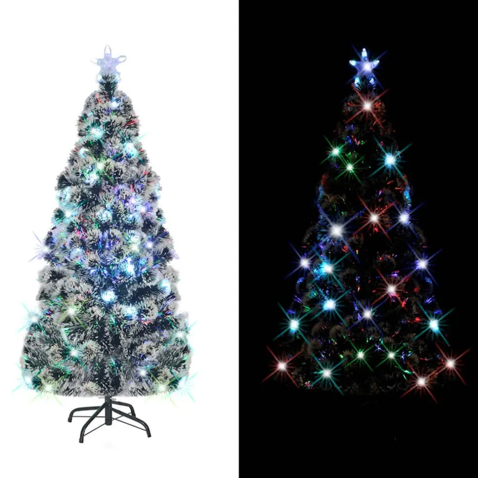 vidaXL Voorverlichte kerstboom met standaard en LED 150 cm glasvezel