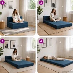 vidaXL Vouwbare Bankbed Blauw 70 x 72 x 60 cm Stof