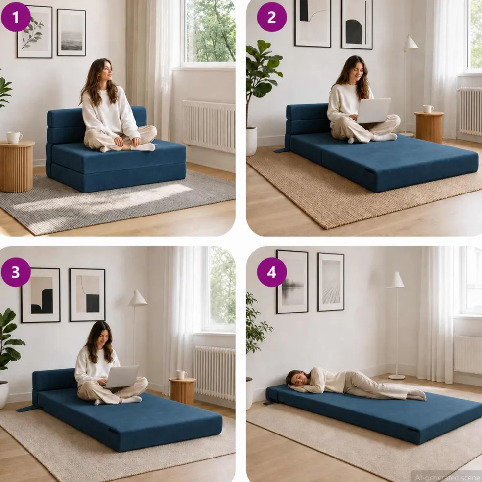 vidaXL Vouwbare Bankbed Blauw 70 x 72 x 60 cm Stof