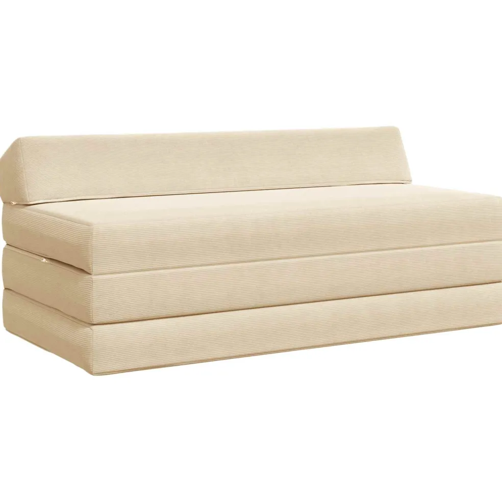 vidaXL Vouwbare Bankbed Crèmekleurig 120 x 60 x 49 cm Stof