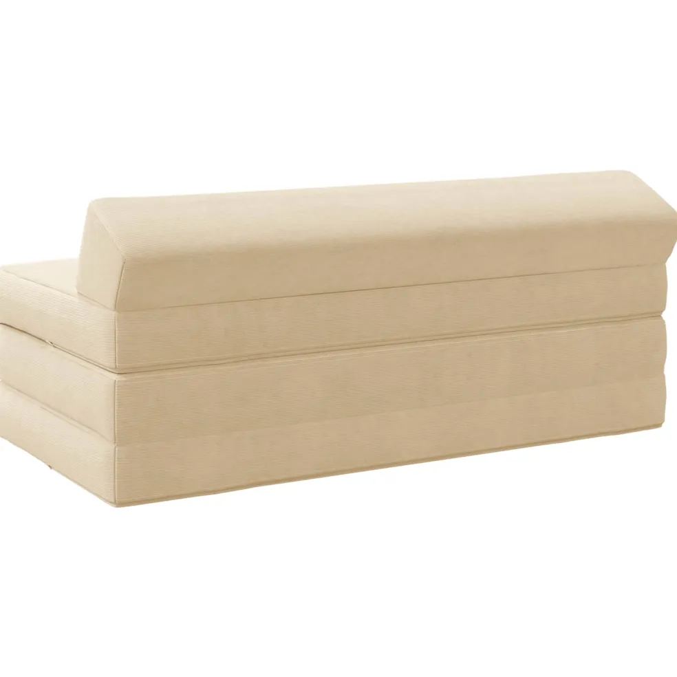 vidaXL Vouwbare Bankbed Crèmekleurig 120 x 60 x 49 cm Stof