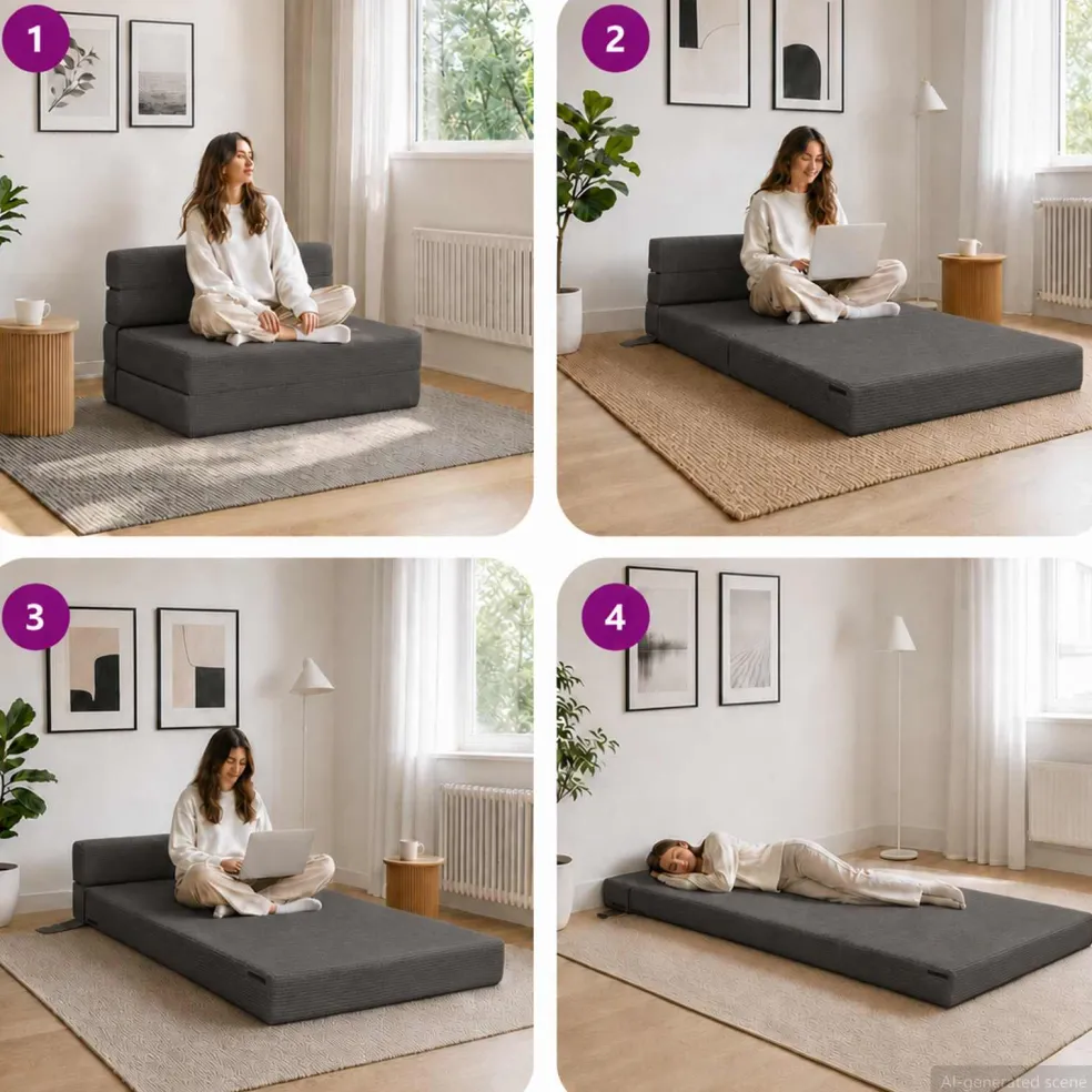 vidaXL Vouwbare Bankbed Donkergrijs 70 x 80 x 60 cm Stof