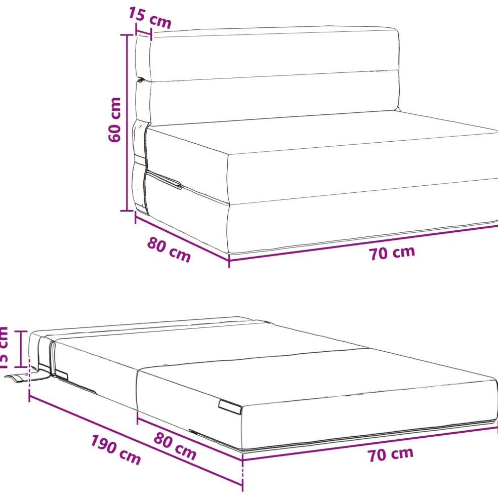 vidaXL Vouwbare Bankbed Donkergrijs 70 x 80 x 60 cm Stof