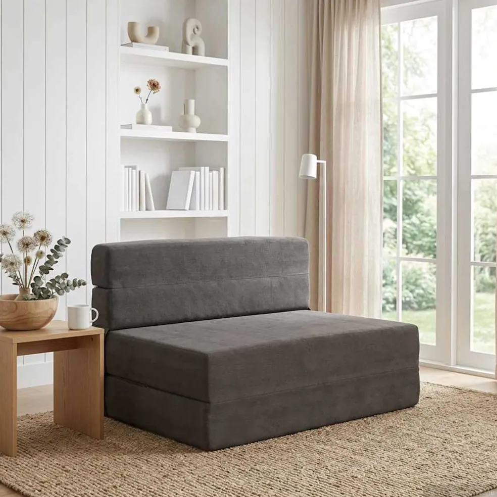 vidaXL Vouwbare Bankbed Donkergrijs 70 x 80 x 60 cm Stof
