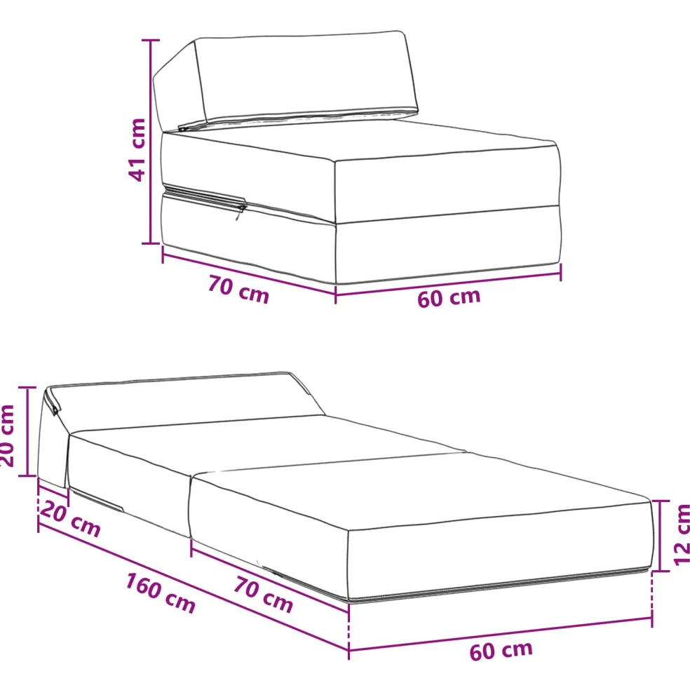 vidaXL Vouwbare Bankbed Donkergrijs 60 x 70 x 41 cm Stof