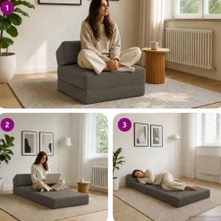 vidaXL Vouwbare Bankbed Donkergrijs 60 x 70 x 41 cm Stof