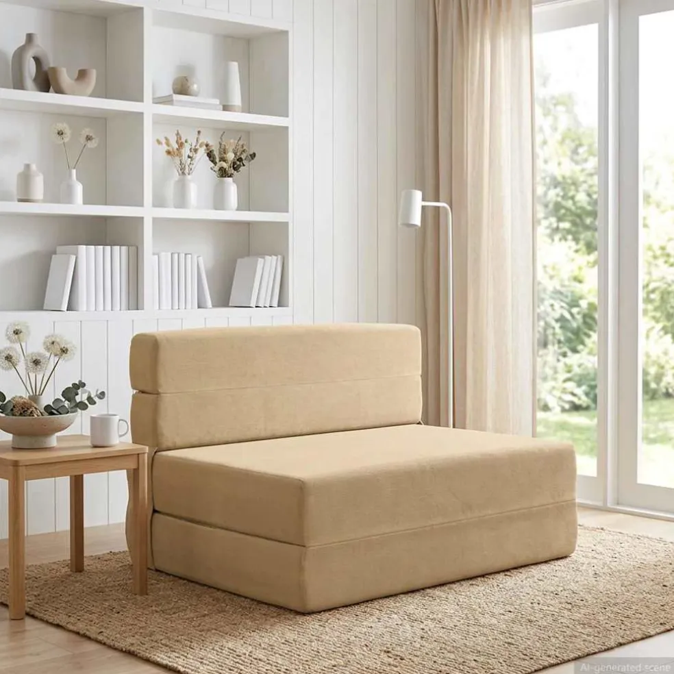 vidaXL Vouwbare Bankbed Groen Grijs 70 x 72 x 60 cm Stof