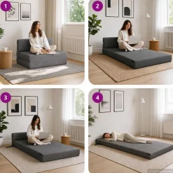 vidaXL Vouwbare Bankbed Lichtgrijs 70 x 80 x 60 cm Stof