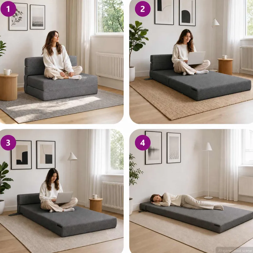 vidaXL Vouwbare Bankbed Lichtgrijs 70 x 80 x 60 cm Stof