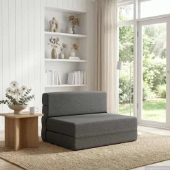 vidaXL Vouwbare Bankbed Lichtgrijs 70 x 80 x 60 cm Stof